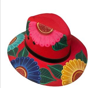 Traditional Mexican Fedora, Floral Painted Hat, Mexican Sombrero, Summer Boho